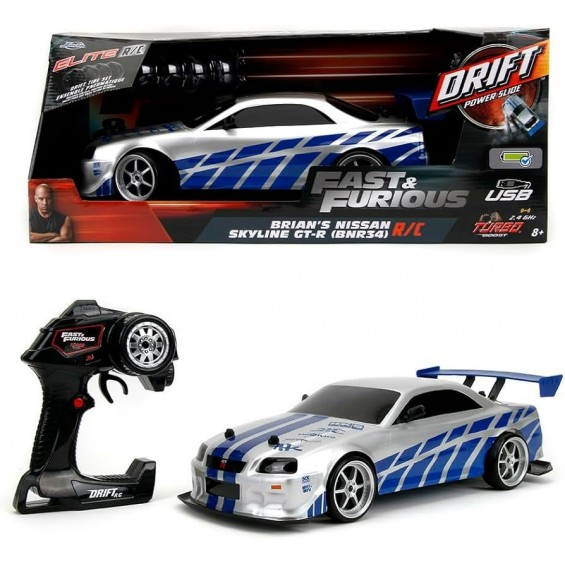1:10 Fast & Furious – Brian’s Nissan Skyline GT-R (R34) | USB Şarjlı Uzaktan Kumandalı Drift Araba | Jada