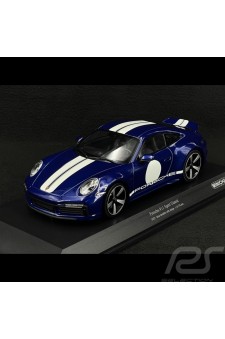 Porsche 911 (992) Sport Classic – Metalik Mavi / Beyaz Çizgili | 1/18 | Minichamps