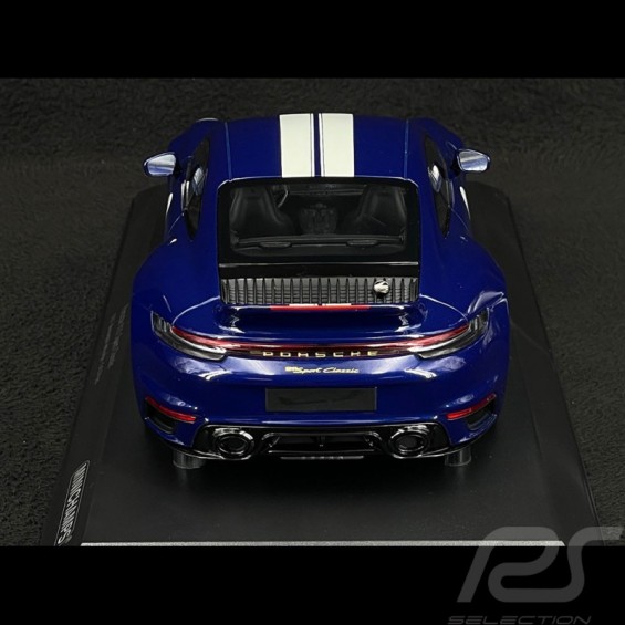 Porsche 911 (992) Sport Classic – Metalik Mavi / Beyaz Çizgili | 1/18 | Minichamps