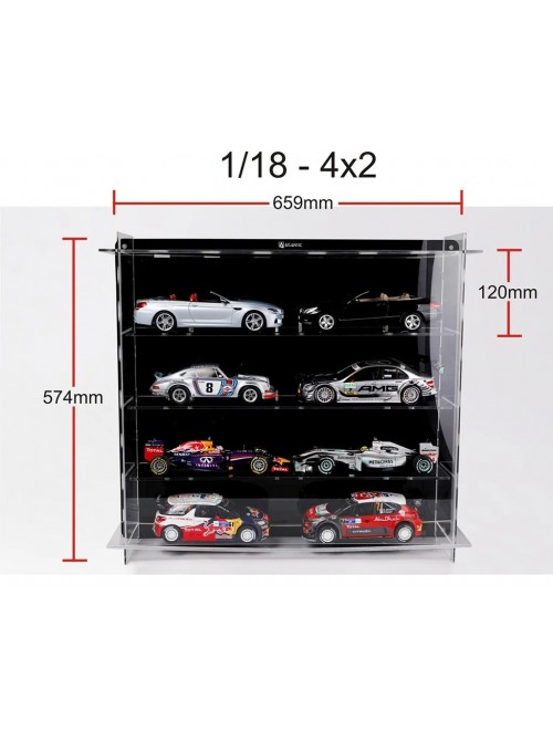 Multicase 4x2 – 8 Adet 1/18 Ölçek Model Araç İçin Akrilik Sergileme Ünitesi