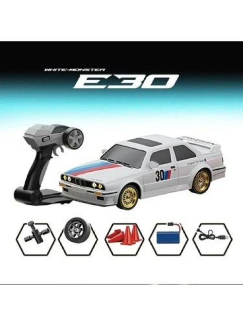 Uzaktan Kumandalı Drift Arabası – BMW E30 | Işıklı | 4 Çeker 1/16 beyaz